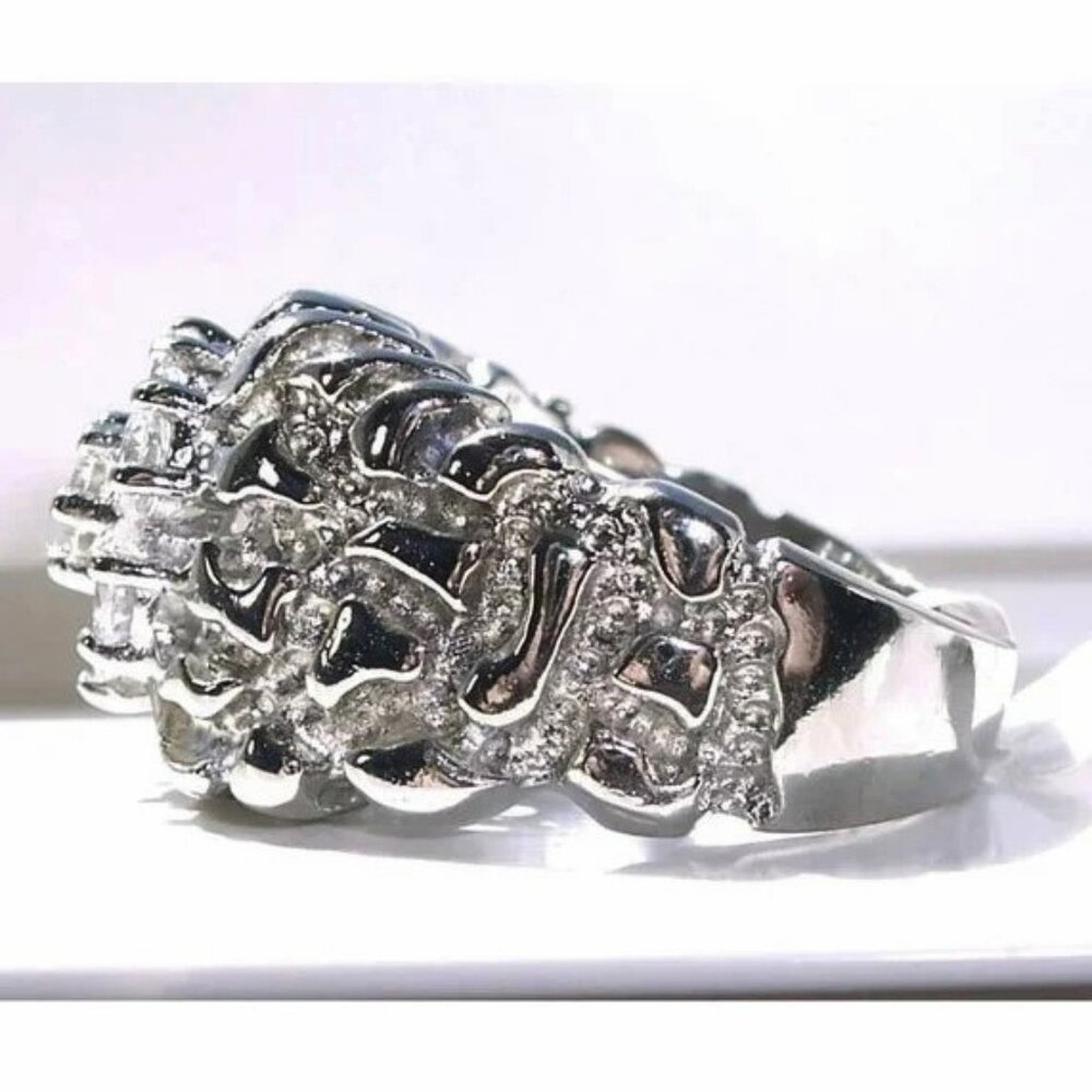 STAINLESS STEEL Men's Nugget CZ Cluster Ring - Picture 8 of 12
